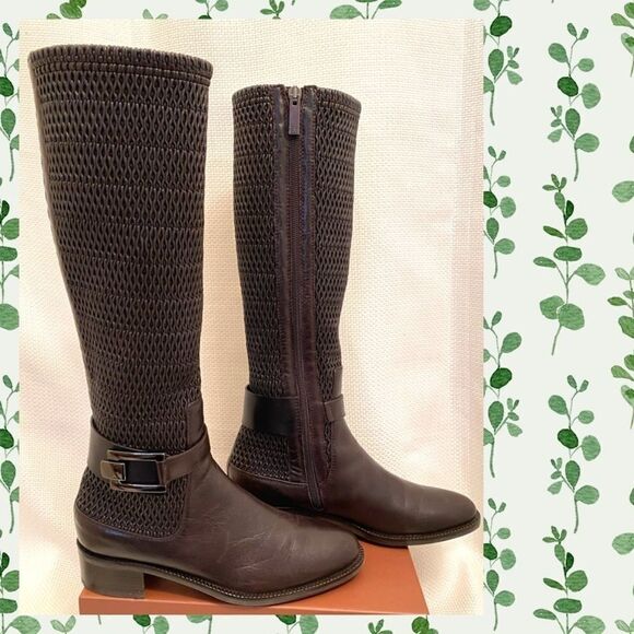 Aquatalia RARE stretch leather riding boots size 6 - Picture 2 of 11